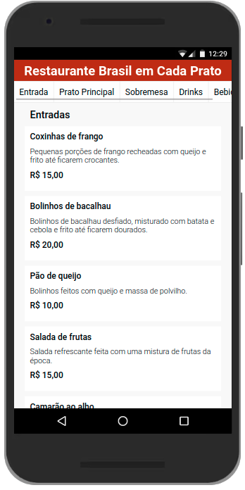 menu sem imagens